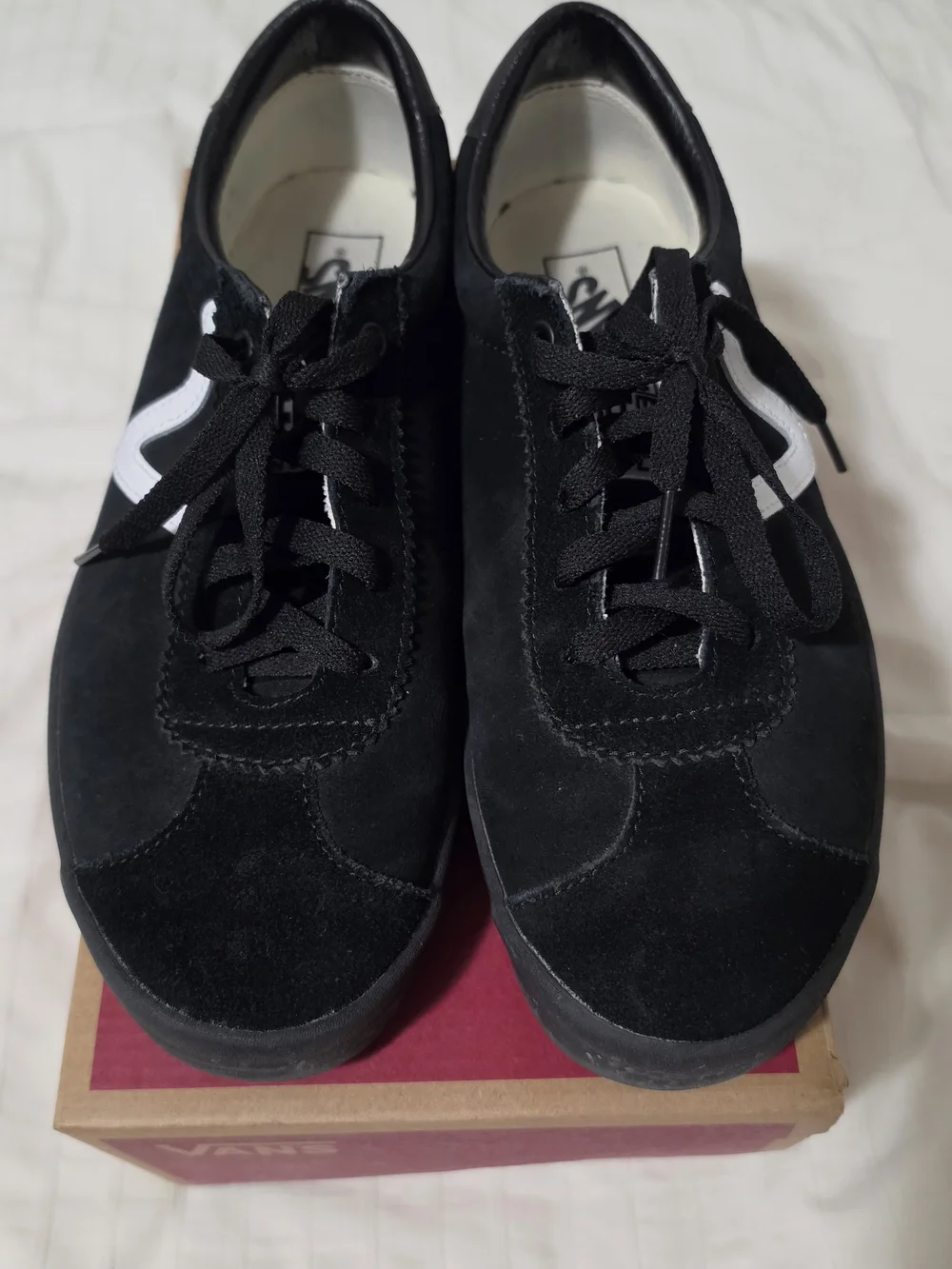 Vans Black Suede Low-Top Sneakers with White Side Stripe